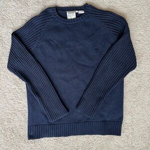 Timberland Blue Ribbed Cotton Crewneck Warm Classic Men’s Sweater Size L